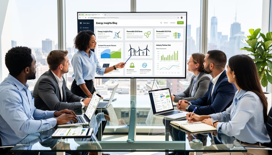 Business professionals shaking hands representing renewable energy industry partnerships