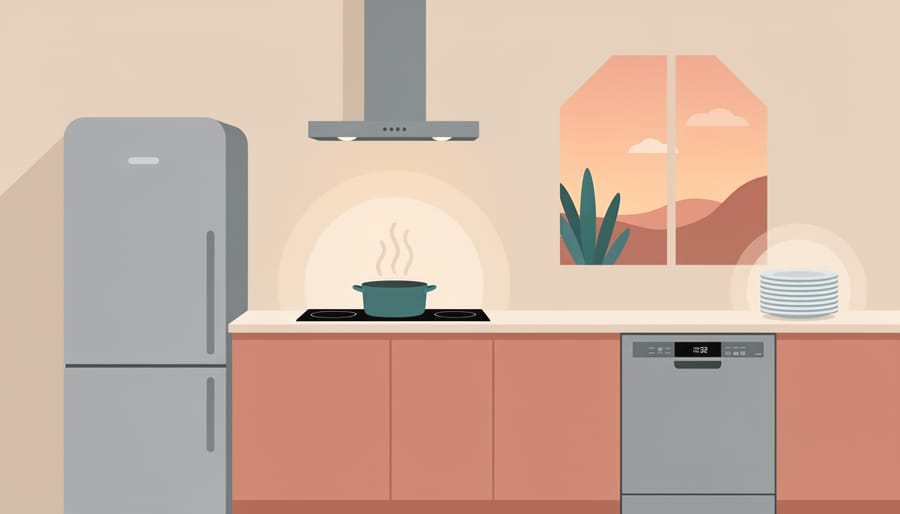 Induction cooktop in a home kitchen with soft evening lighting